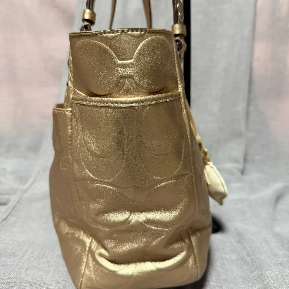 Coach Gold Tote Bag with Silk Lavender Interior ✨💜